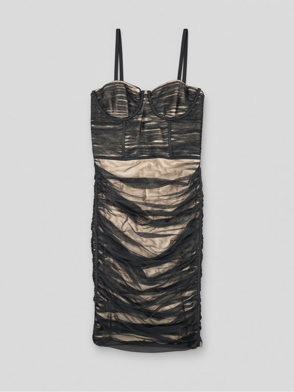 Alice + Olivia Black Sheer Ruched Dress Size 6 CC3D2L03508